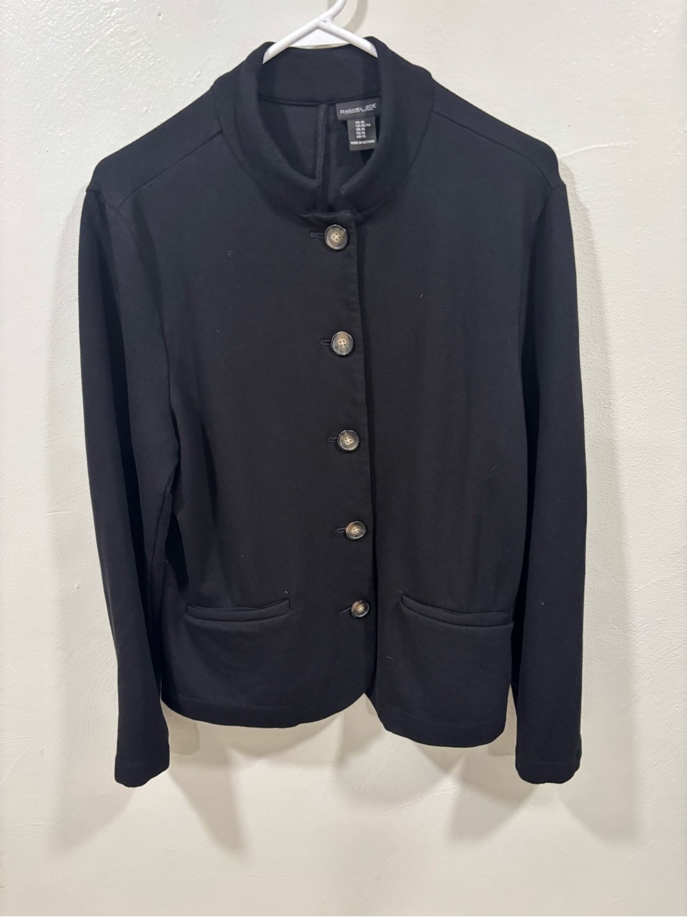 Rachel Zoe Black Stand-Collar Button Jacket
